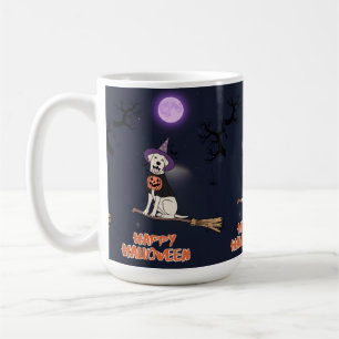 Caneca De Café Cachorro ao Luar – Cão de Halloween com Chapéu de