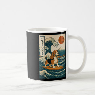 Caneca De Café Cachorro Aposta Surfando Onda Japonesa
