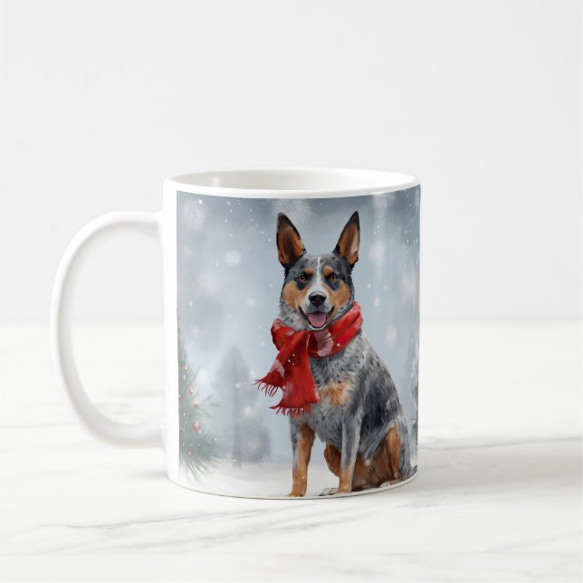 Caneca De Café Cachorro Australiano no Natal da Neve (Esquerda)