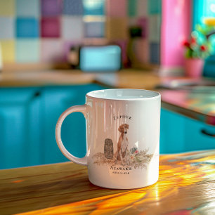 Caneca De Café Cachorro Azawakh Aquarela Monograma