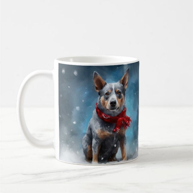 Caneca De Café Cachorro Azul no Natal da Neve (Esquerda)