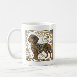 Caneca De Café Cachorro-Badger Dourado: Dachshund da Secessão Vie