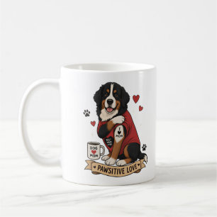 Caneca De Café Cachorro Bernês com Ilustração de Tatuagem Eu Amo