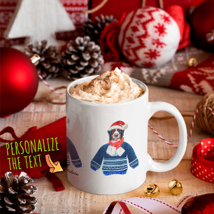 Caneca De Café Cachorro Bernês Vestindo Suéter Feio Amante de Cac