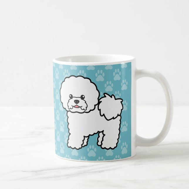 Caneca De Café Cachorro Bichon Frise de Desenho Animado Fofo (Direita)