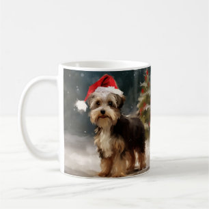 Caneca De Café Cachorro Biewer Terrier na Neve Natal