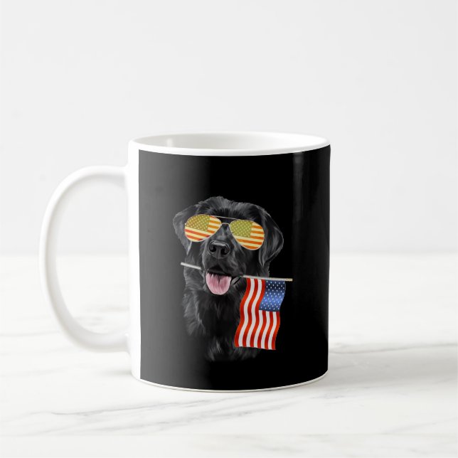 Caneca De Café Cachorro | Black Labrador EUA Flag (Esquerda)