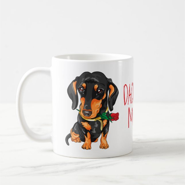 Caneca De Café Cachorro Bonito Mamãe Dachshund (Esquerda)