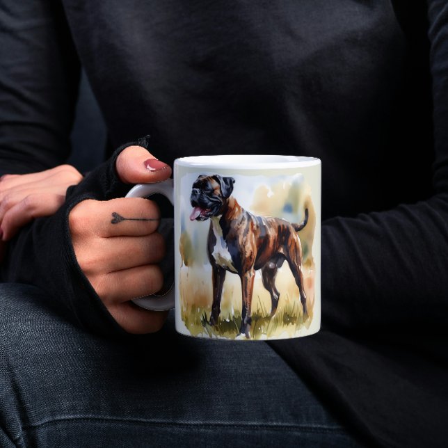 Caneca De Café Cachorro Boxer de Aquarela (Criador carregado)