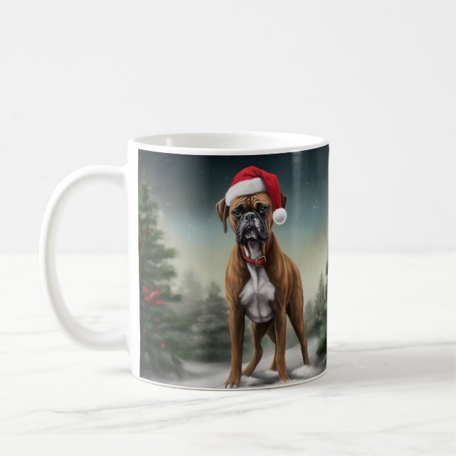 Caneca De Café Cachorro Boxer na Neve Natal (Esquerda)