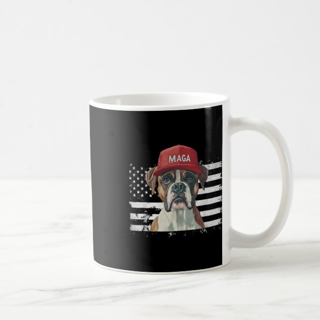 Caneca De Café Cachorro-Boxer Vestindo Cachorros-Bandeira America (Direita)