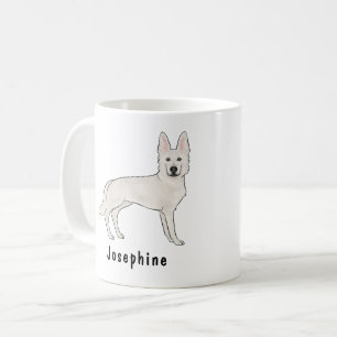 Caneca De Café Cachorro branco branco branco de pastor GSD, com n
