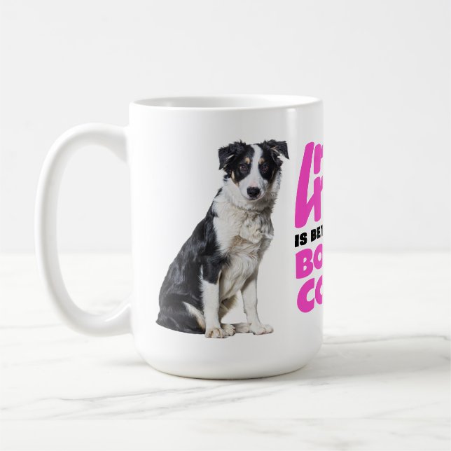 Caneca De Café Cachorro-branco Collie Lover Black-Puppy (Esquerda)
