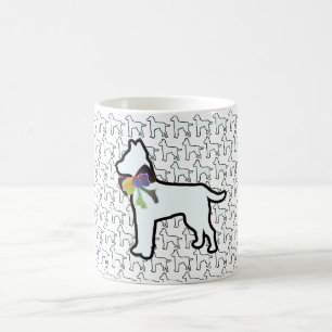 Caneca De Café Cachorro Branco Com Laço