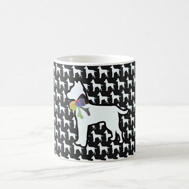 Caneca De Café Cachorro Branco Com Laço Preto (Centro)