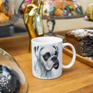 Caneca De Café Cachorro branco doce em aquarela