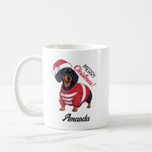 Caneca De Café Cachorro-branco-doce-salsicha de Natal
