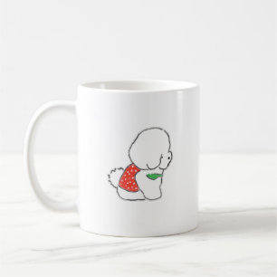 Caneca De Café Cachorro Branco Fofinho Desenhado à Mão em Colete