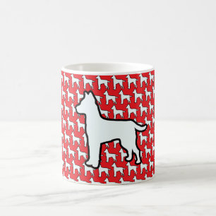 Caneca De Café Cachorro Branco Grande Vermelho