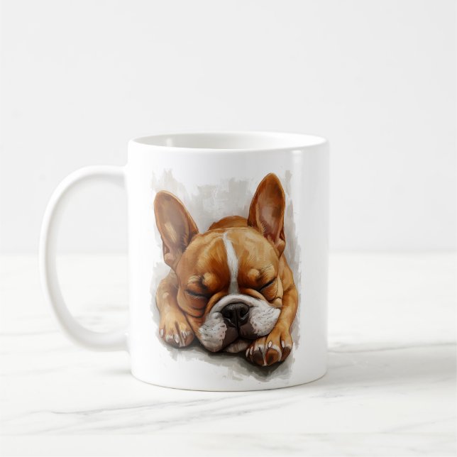 Caneca De Café Cachorro-Bulldog Francês Dormindo (Esquerda)