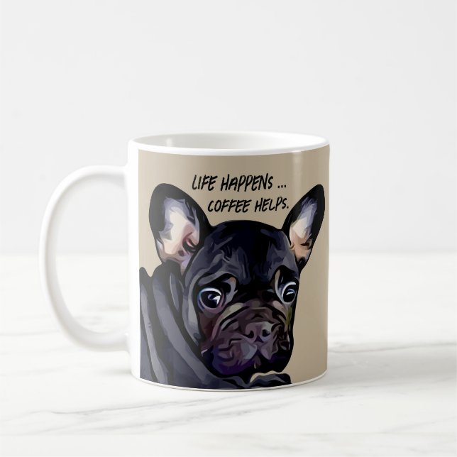 Caneca de Café Cachorro Bulldog Francês Engraçado  (Esquerda)