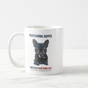 Caneca De Café Cachorro Bulldogue Francês Azul Engraçado Dorminho