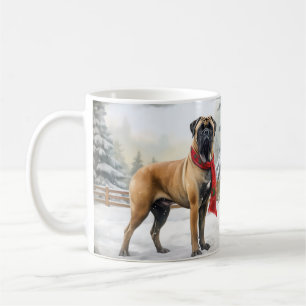 Caneca De Café Cachorro Bullmastiff no Natal da Neve