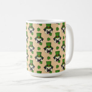 Caneca De Café Cachorro c Chapéu Verde e Rua de Shamrock Padrão d
