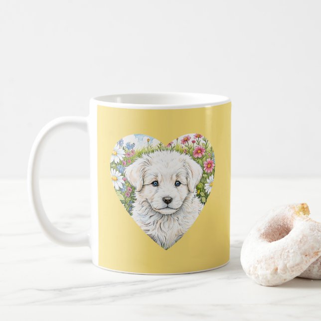Caneca De Café Cachorro Cachorro Cachorro Amarelo (Com Donut)