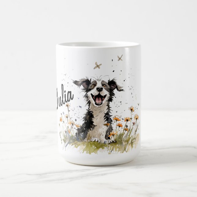 Caneca De Café Cachorro Cachorro Personalizado com Flores Selvage (Centro)