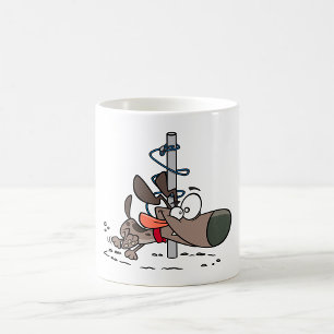 Caneca De Café Cachorro Cartoon Tangido em Torno do Polo com Lash