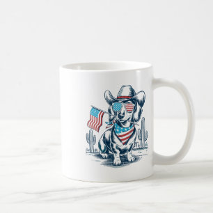 Caneca De Café Cachorro Caubói Patriótico De 4 De Julho Dachshund