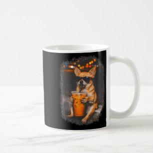 Caneca De Café Cachorro Chihuahua de óculos bebendo café gelado