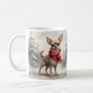 Caneca De Café Cachorro Chihuahua na neve Natal 