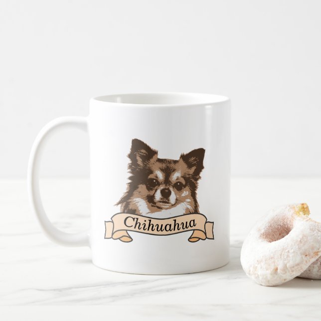 Caneca De Café Cachorro Chihuahua Personalizado (Com Donut)
