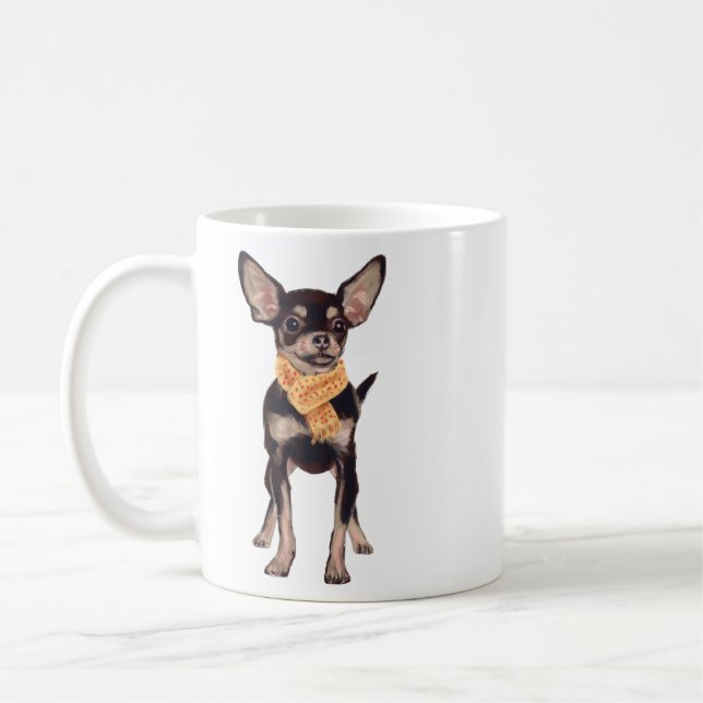 Caneca De Café Cachorro Chihuahua pintado manualmente (Esquerda)
