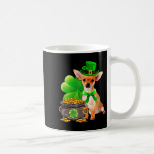 Caneca De Café Cachorro Chihuahua Trevo Dia de São Patrício Cacho