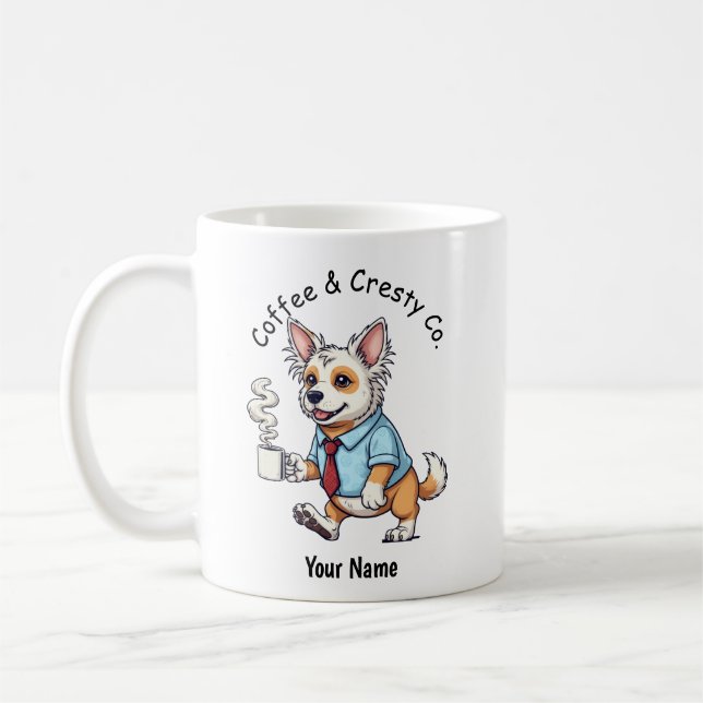 Caneca De Café Cachorro Chinês Crestado Engraçado no Terno de Neg (Esquerda)