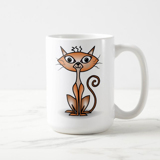 Caneca De Café Cachorro Clássico de Gato Laranja Louco (Direita)