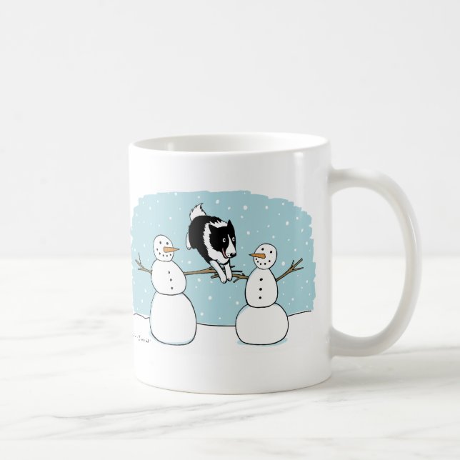 Caneca De Café Cachorro Collie da Fronteira de Férias Brincando c (Direita)
