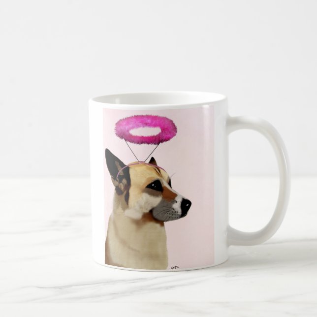 Caneca De Café Cachorro com Halo Rosa (Direita)