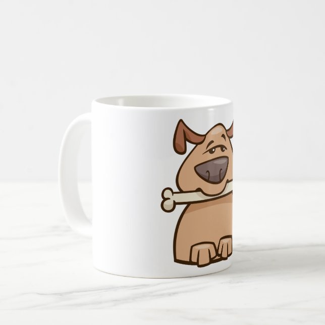 Caneca De Café Cachorro Com Osso (Frente Esquerda)