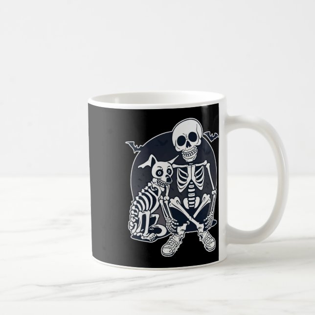 Caneca De Café Cachorro Como Bones Halloween Skeleton (Direita)