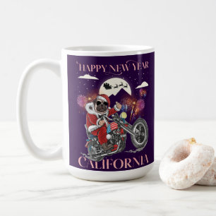 Caneca De Café Cachorro Conduz Moto À Califórnia