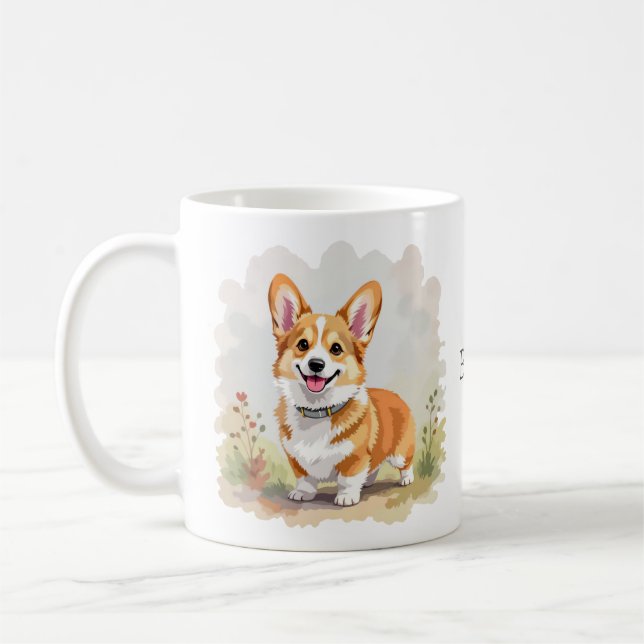 Caneca De Café Cachorro Corgi Galês Pembroke Vermelho Fofo (Esquerda)