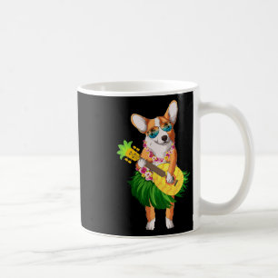 Caneca De Café Cachorro Corgi Havaiano E Verão Ukulele De Abacaxi
