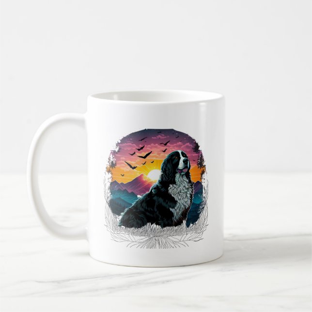 Caneca De Café Cachorro da Montanha Bernese com Vista de Montanha (Esquerda)