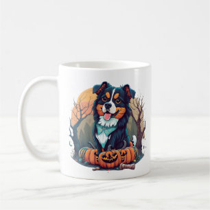 Caneca De Café Cachorro da Montanha Bernese, no outono, com Abóbo