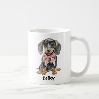 Caneca De Café Cachorro Dachshund Arco Coquete de Aquarela Person