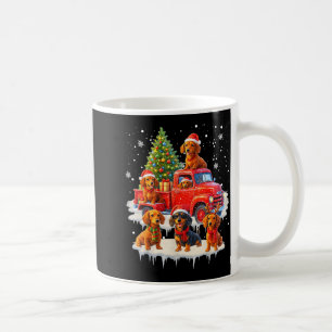 Caneca De Café Cachorro Dachshund Caminhão Vermelho Árvore de Nat